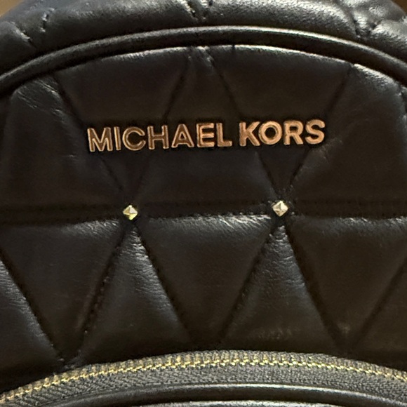 Michael Kors Black Quilted Backpack with Gold Accents Jaycee Medium Pebbled Leather Backpack in BLACK - Sale  main image 4